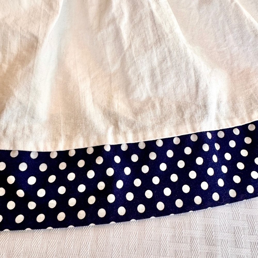 Allison Ann Vintage Sailor Dress Girls 6Y White‎ Navy Polka Dot Anchor Buttons - Picture 8 of 12